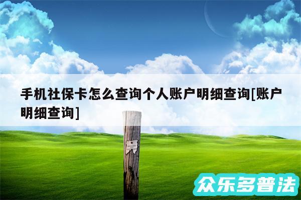 手机社保卡怎么查询个人账户明细查询及账户明细查询