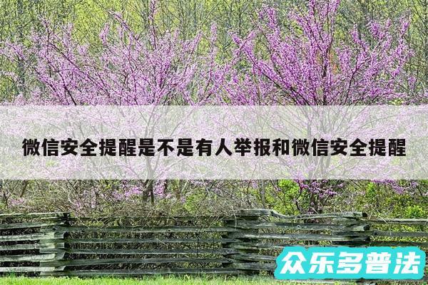 微信安全提醒是不是有人举报和微信安全提醒
