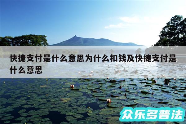 快捷支付是什么意思为什么扣钱及快捷支付是什么意思