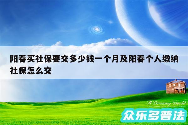 阳春买社保要交多少钱一个月及阳春个人缴纳社保怎么交