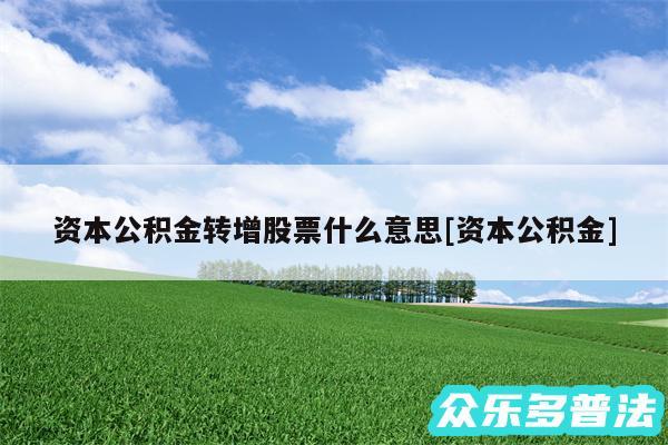 资本公积金转增股票什么意思及资本公积金