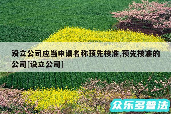 设立公司应当申请名称预先核准,预先核准的公司及设立公司