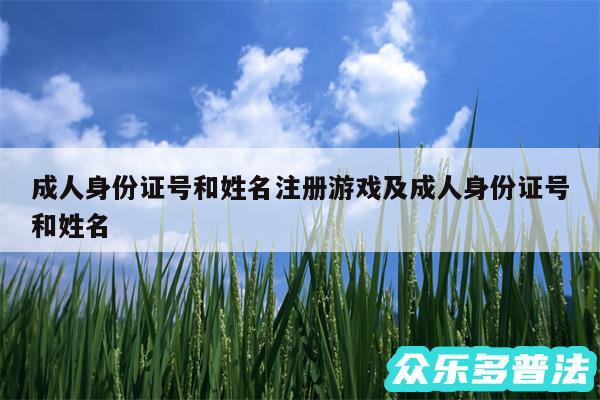 成人身份证号和姓名注册游戏及成人身份证号和姓名