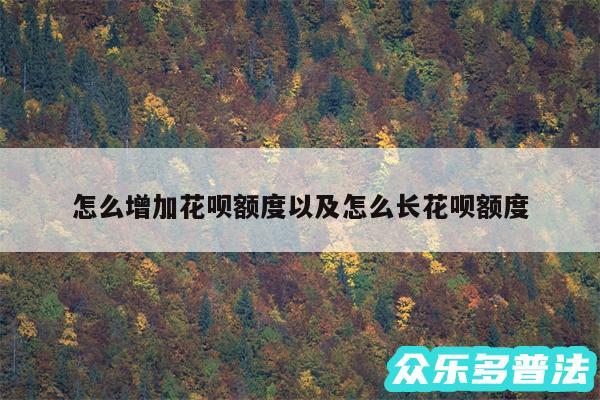 怎么增加花呗额度以及怎么长花呗额度