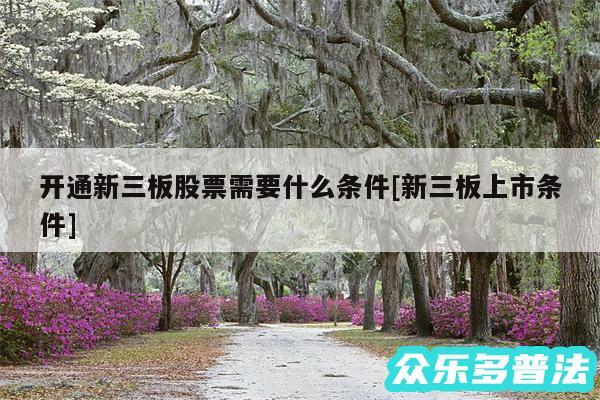 开通新三板股票需要什么条件及新三板上市条件