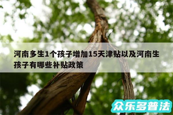 河南多生1个孩子增加15天津贴以及河南生孩子有哪些补贴政策