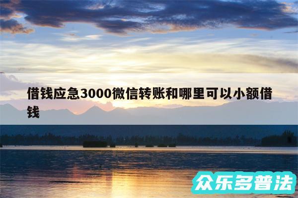 借钱应急3000微信转账和哪里可以小额借钱