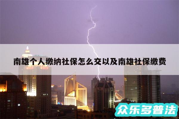 南雄个人缴纳社保怎么交以及南雄社保缴费