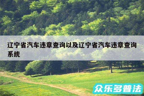 辽宁省汽车违章查询以及辽宁省汽车违章查询系统