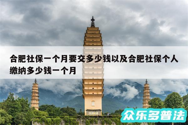 合肥社保一个月要交多少钱以及合肥社保个人缴纳多少钱一个月
