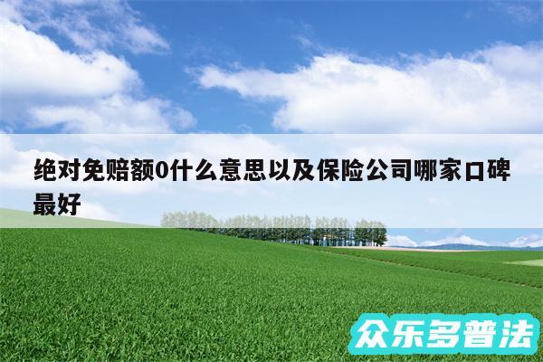 绝对免赔额0什么意思以及保险公司哪家口碑最好