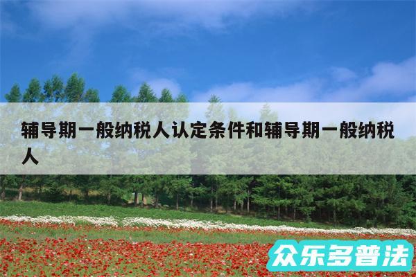 辅导期一般纳税人认定条件和辅导期一般纳税人