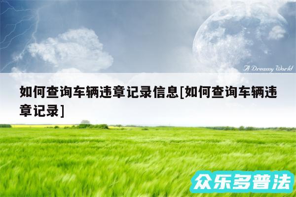 如何查询车辆违章记录信息及如何查询车辆违章记录