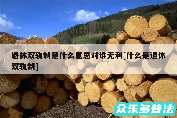 退休双轨制是什么意思对谁无利及什么是退休双轨制