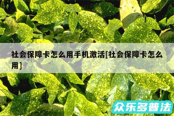 社会保障卡怎么用手机激活及社会保障卡怎么用