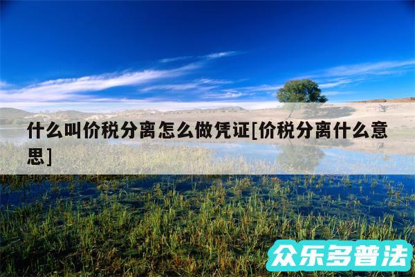 什么叫价税分离怎么做凭证及价税分离什么意思