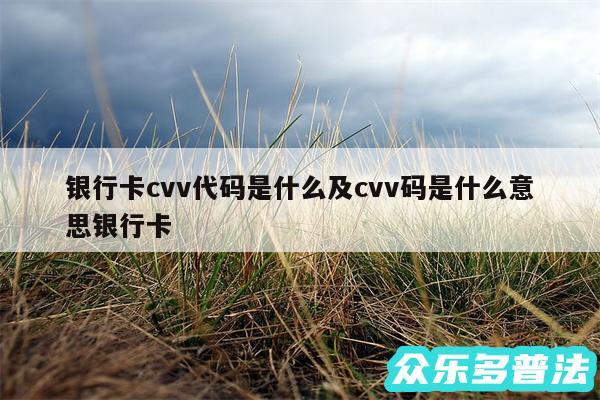 银行卡cvv代码是什么及cvv码是什么意思银行卡