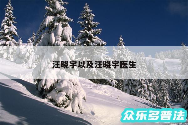 汪晓宇以及汪晓宇医生