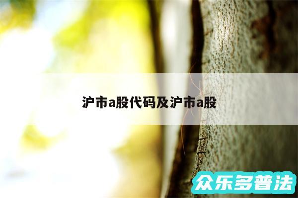 沪市a股代码及沪市a股