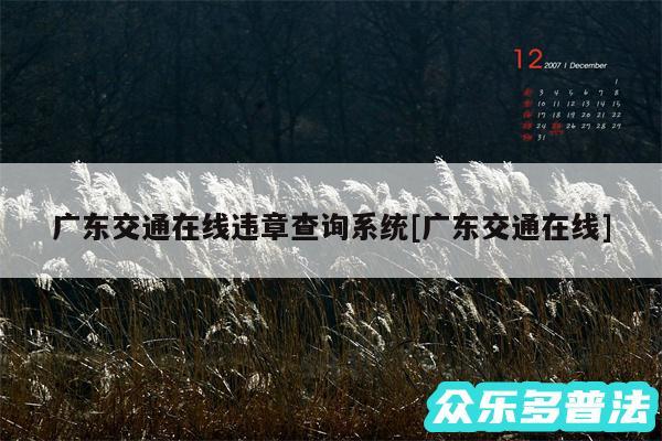 广东交通在线违章查询系统及广东交通在线