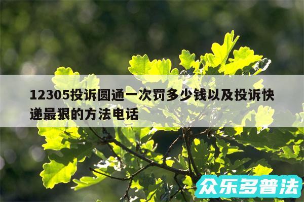 12305投诉圆通一次罚多少钱以及投诉快递最狠的方法电话