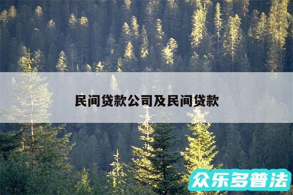 民间贷款公司及民间贷款