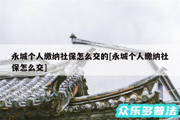 永城个人缴纳社保怎么交的及永城个人缴纳社保怎么交