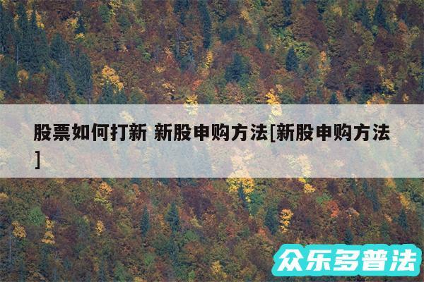 股票如何打新 新股申购方法及新股申购方法