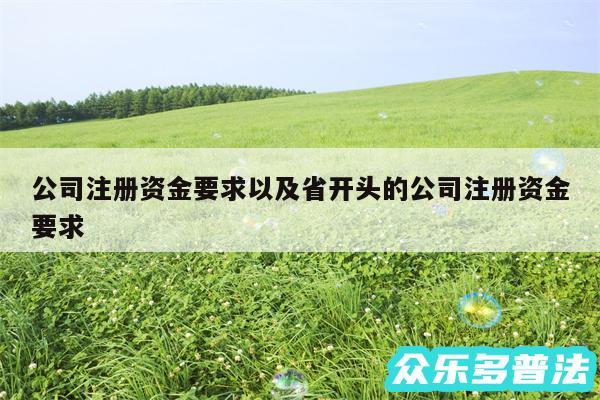 公司注册资金要求以及省开头的公司注册资金要求