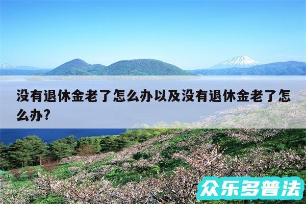 没有退休金老了怎么办以及没有退休金老了怎么办?