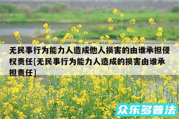 无民事行为能力人造成他人损害的由谁承担侵权责任及无民事行为能力人造成的损害由谁承担责任