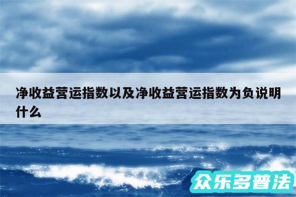 净收益营运指数以及净收益营运指数为负说明什么
