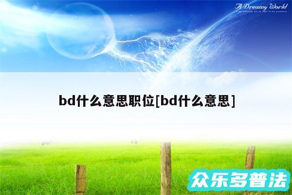 bd什么意思职位及bd什么意思