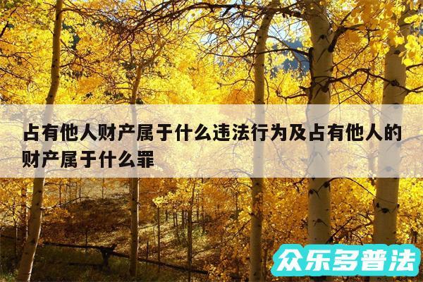 占有他人财产属于什么违法行为及占有他人的财产属于什么罪