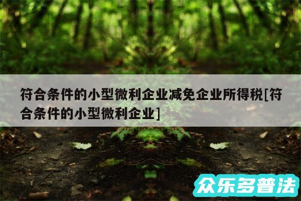 符合条件的小型微利企业减免企业所得税及符合条件的小型微利企业