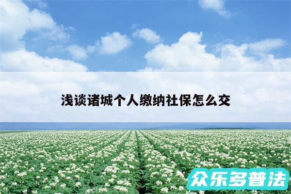 浅谈诸城个人缴纳社保怎么交