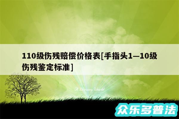 110级伤残赔偿价格表及手指头1—10级伤残鉴定标准