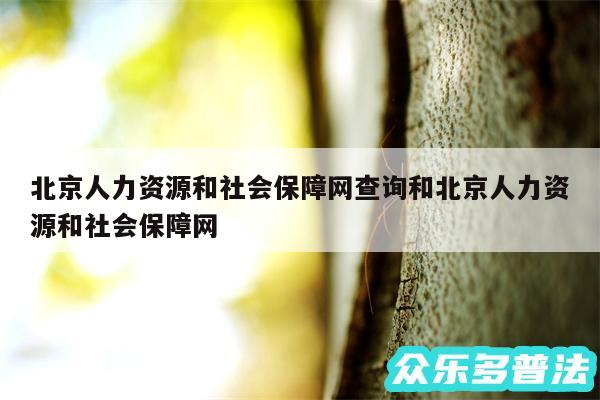 北京人力资源和社会保障网查询和北京人力资源和社会保障网