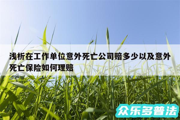 浅析在工作单位意外死亡公司赔多少以及意外死亡保险如何理赔