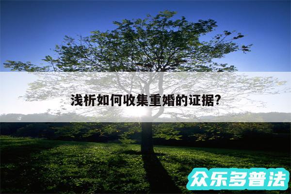 浅析如何收集重婚的证据?