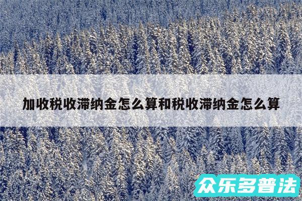 加收税收滞纳金怎么算和税收滞纳金怎么算