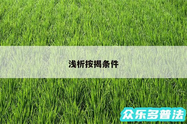 浅析按揭条件