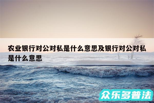 农业银行对公对私是什么意思及银行对公对私是什么意思