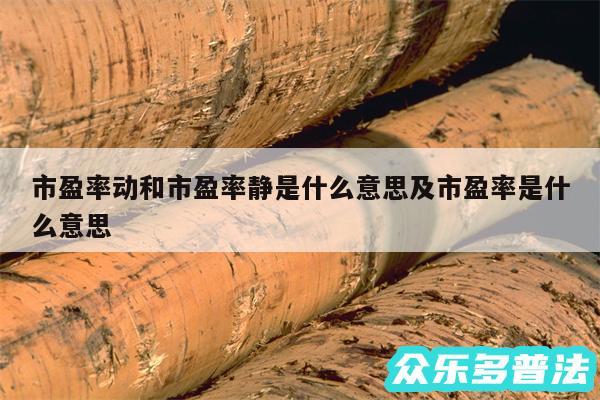 市盈率动和市盈率静是什么意思及市盈率是什么意思
