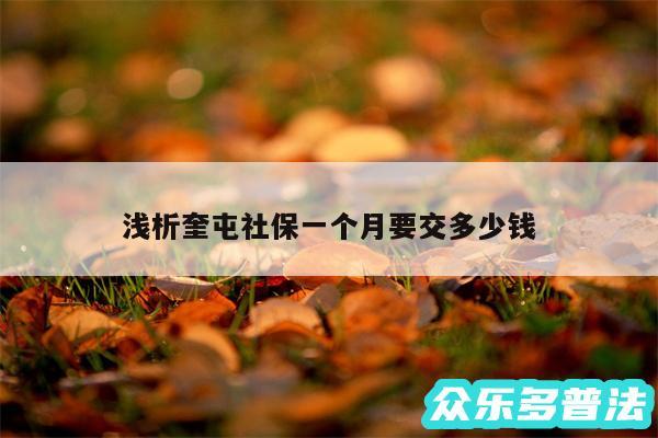 浅析奎屯社保一个月要交多少钱