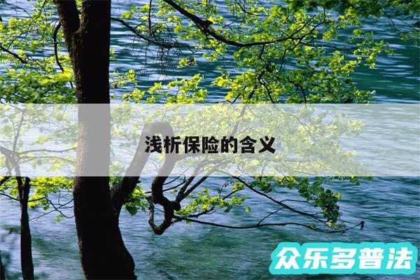 浅析保险的含义