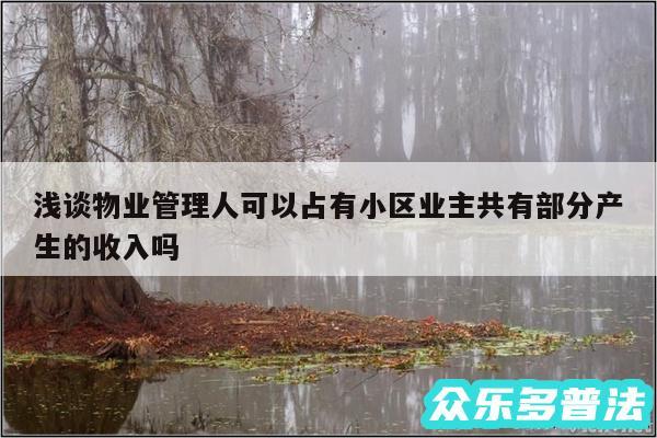 浅谈物业管理人可以占有小区业主共有部分产生的收入吗