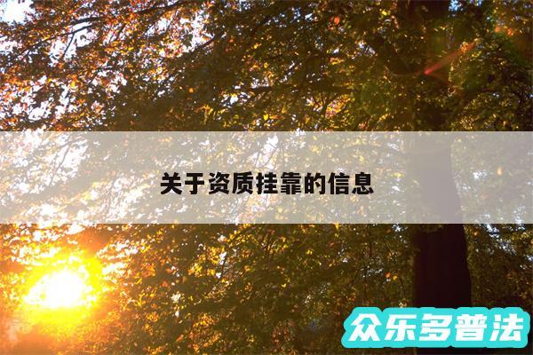 关于资质挂靠的信息