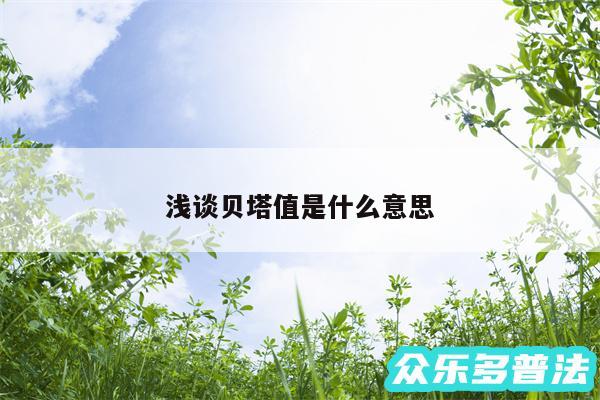 浅谈贝塔值是什么意思
