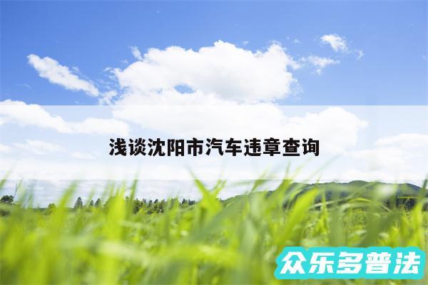 浅谈沈阳市汽车违章查询